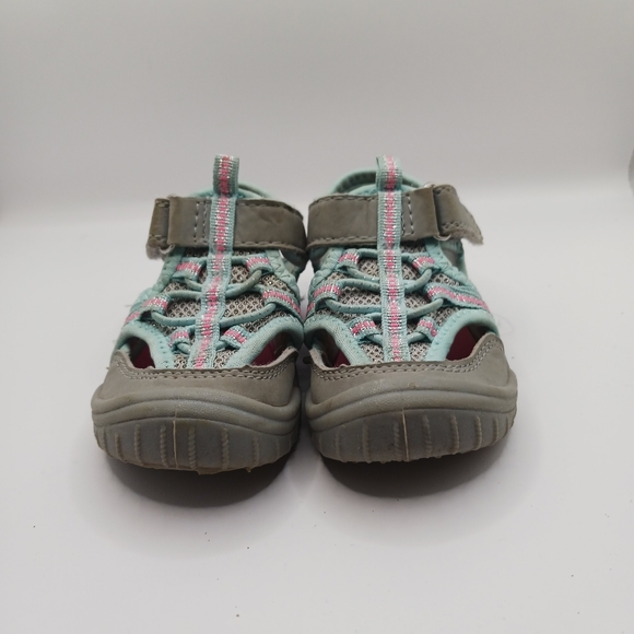 Oshkosh Jax 3 Girls Blue & Pink Hook And Loop Water/Hiking Sandals Toddler Sz 5 - Picture 5 of 10